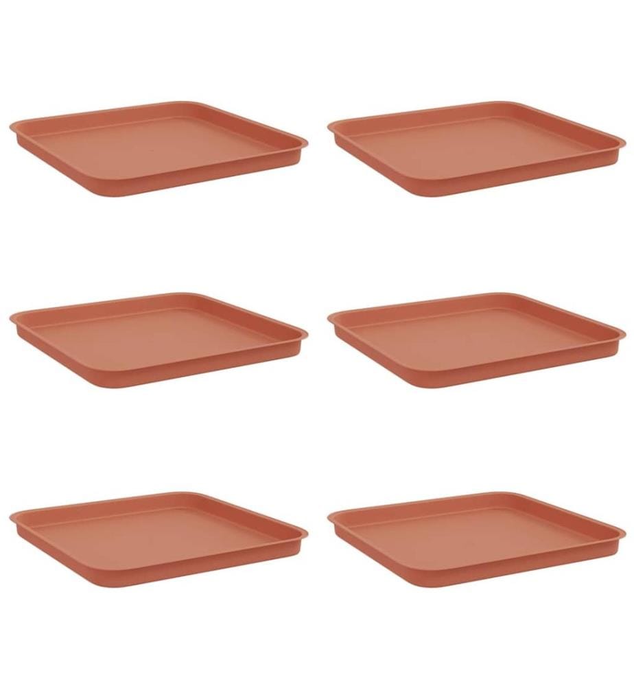 vidaXL Plateau carré à fleurs 6 pcs Rouge brique 32 x 32 x 2,5 cm