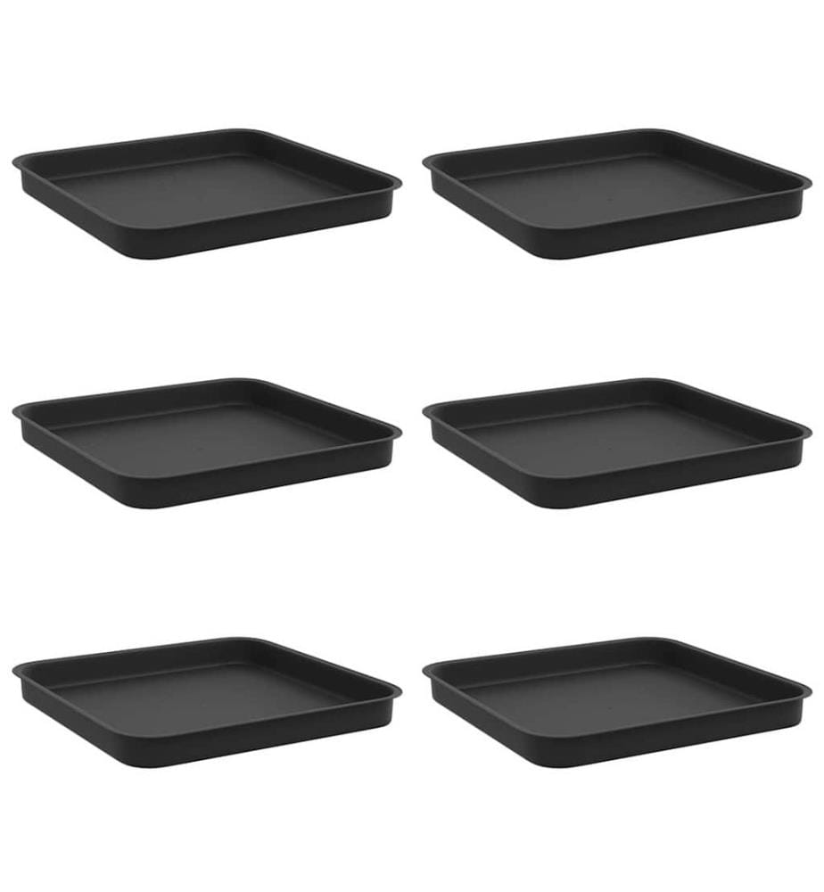 vidaXL Plateau carré à fleurs 6 pcs Noir 25,5 x 25,5 x 2,5 cm