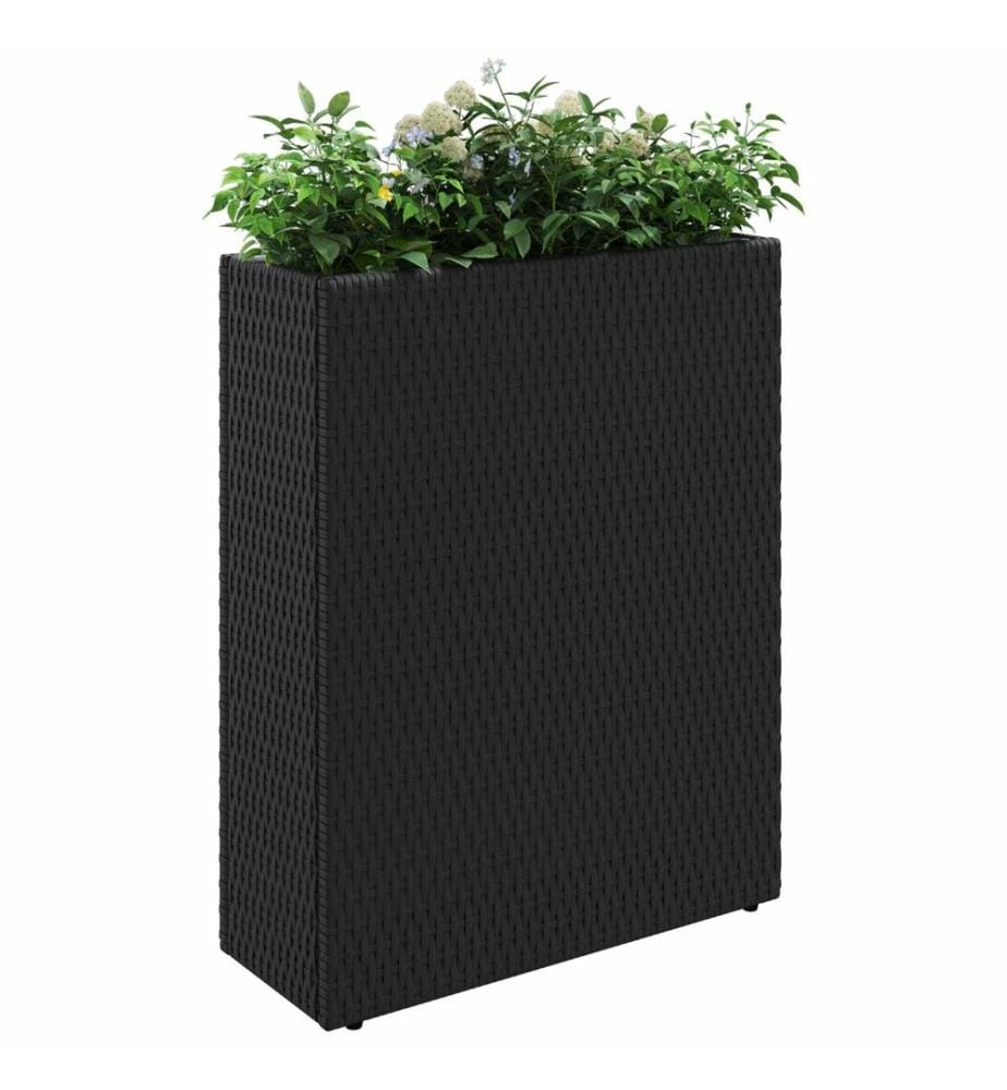 vidaXL Hoher Pflanzer Schwarz 55 x 22 x 70 cm Poly-Rattan