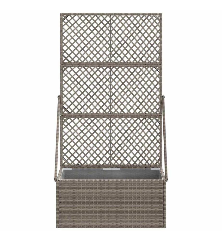 vidaXL Bac à fleurs avec Treillis Gris 70 x 30 x 135 cm polyrotin