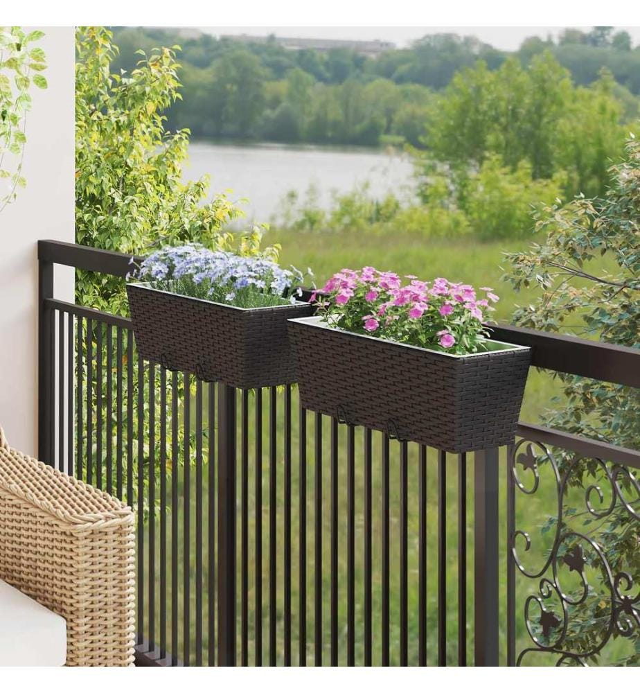 vidaXL Garde-Corps 2 pcs Noir 50 x 17 x 17 cm Mét??