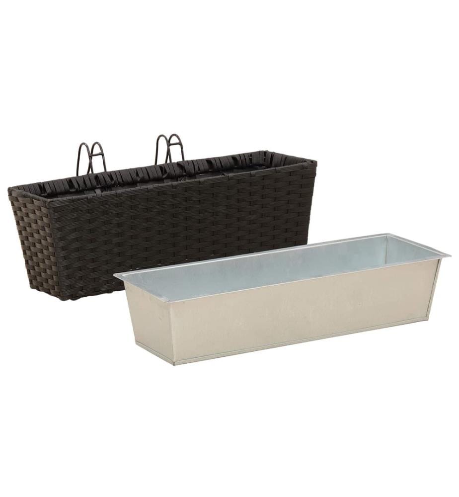 vidaXL Garde-Corps 2 pcs Noir 50 x 17 x 17 cm Mét??