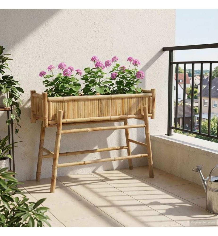 vidaXL Jardinière avec support Naturel 100 x 38 x 74 cm Bambou