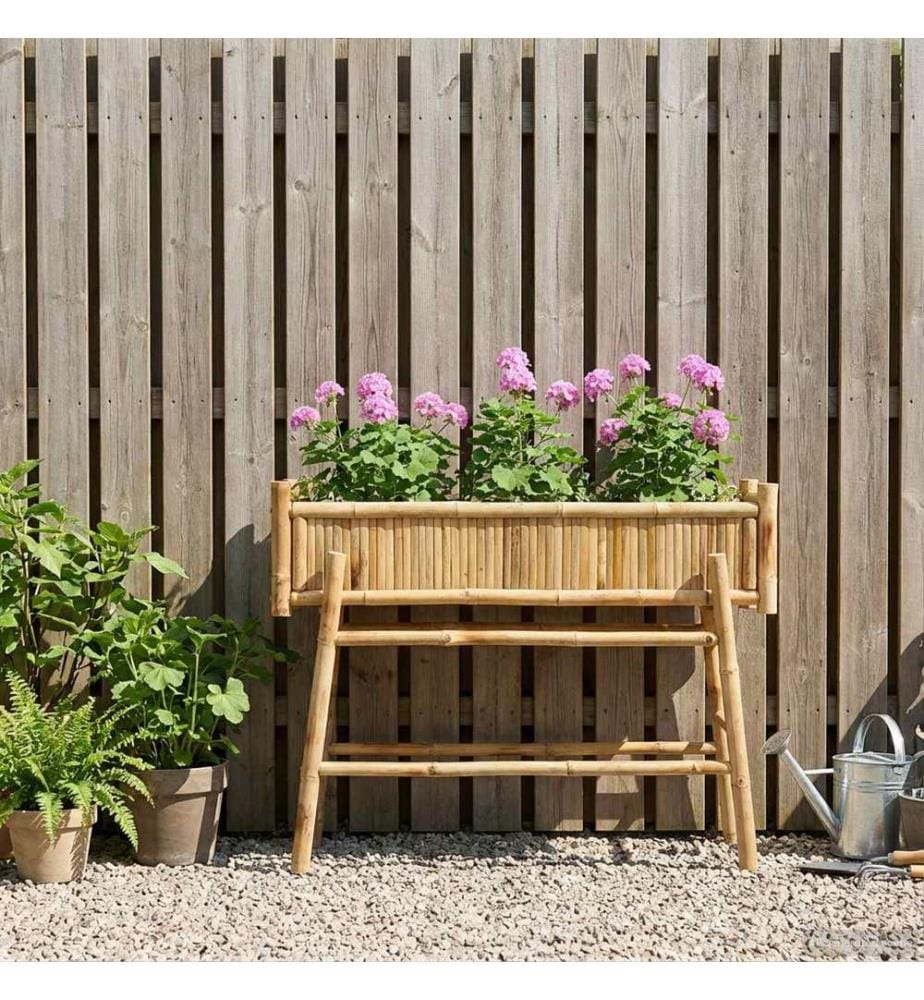 vidaXL Jardinière avec support Naturel 100 x 38 x 74 cm Bambou