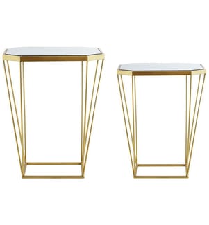 Lot de 2 tables d'appoint SIERRA Verre Doré
