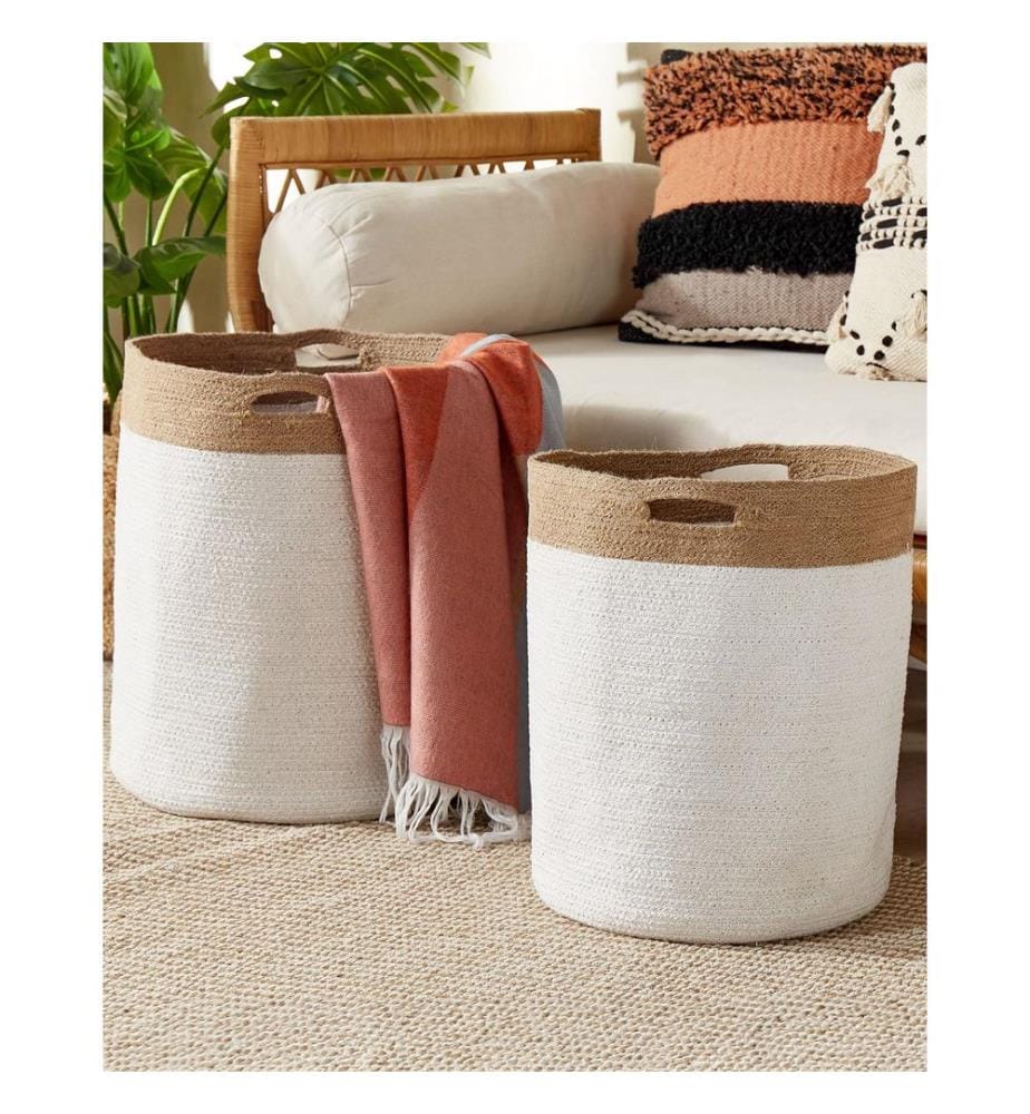 Set di 2 cestini KARDH Cotone Bianco