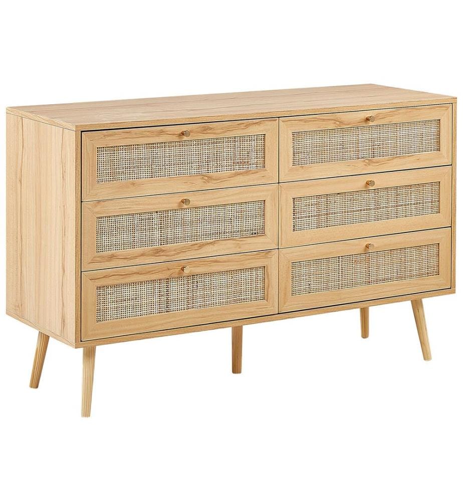 Commode à 6 tiroirs PEROTE Rotin Marron clair