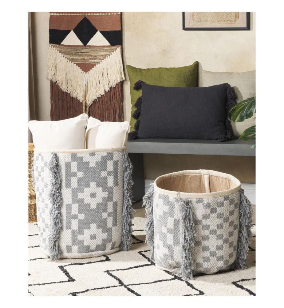 Set di 2 cestini KALAI Cotone Grigio