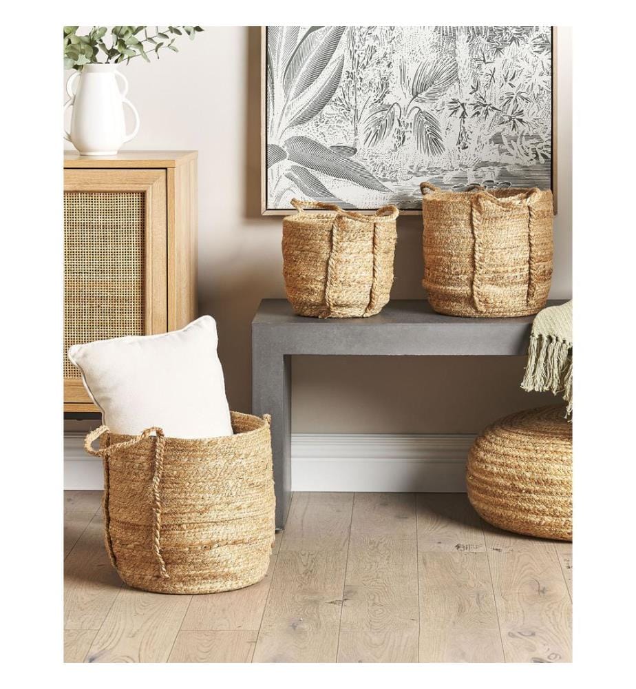 Set di 3 cestini WADH Iuta Naturale