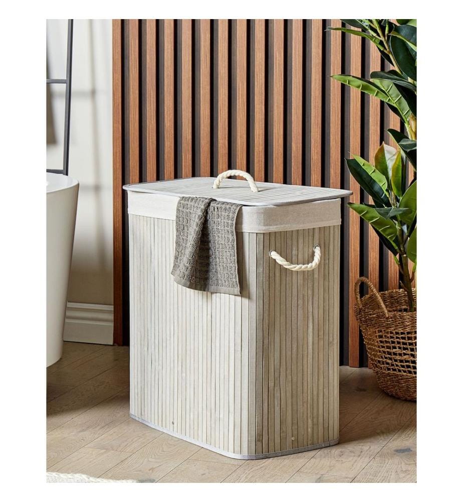 Cesto per la biancheria KANDY Bambù Grigio chiaro 100 L