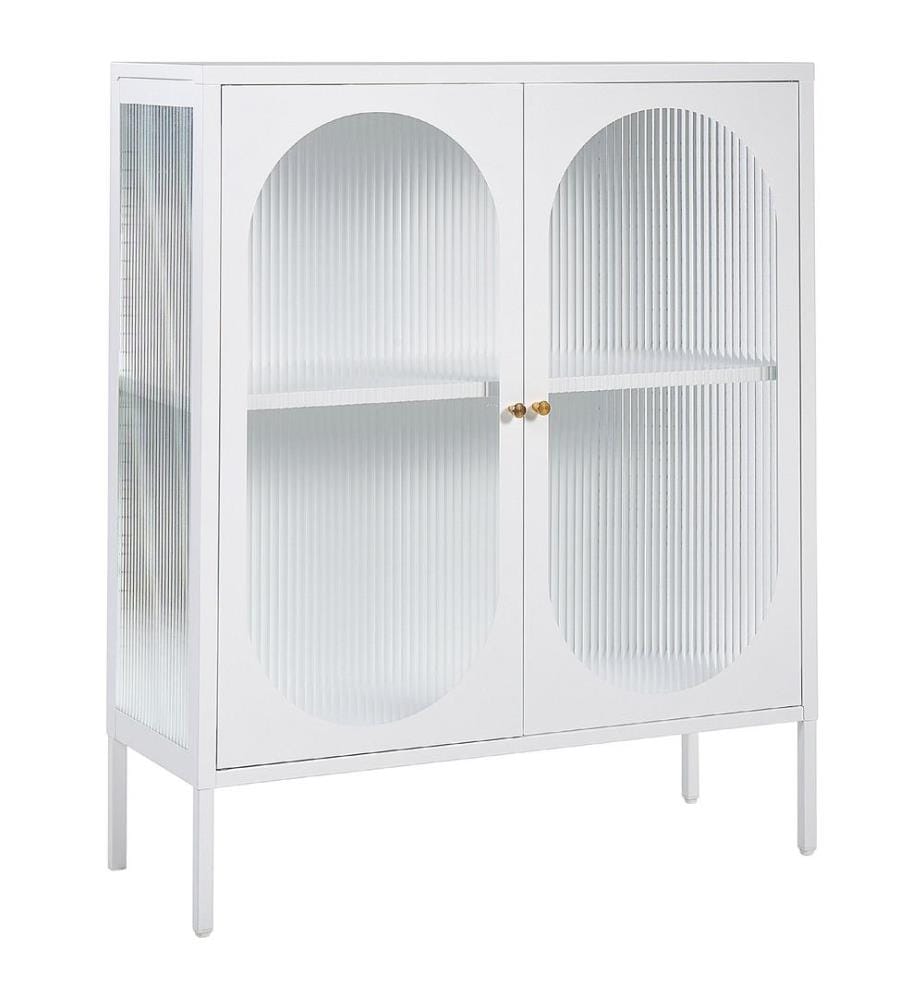 Glass Display Sideboard SARRE Metal 90 cm White