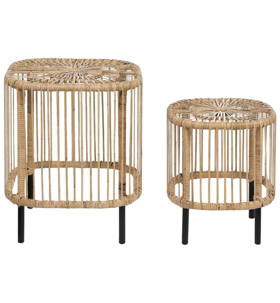 Lot de 2 tables basses CESENATICO Rotin Naturel