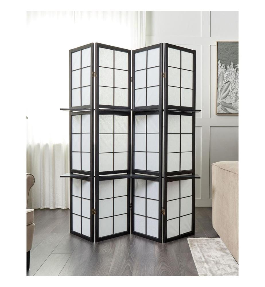 4 Panel Room Divider GOMAGOI Black 120 cm 170 cm