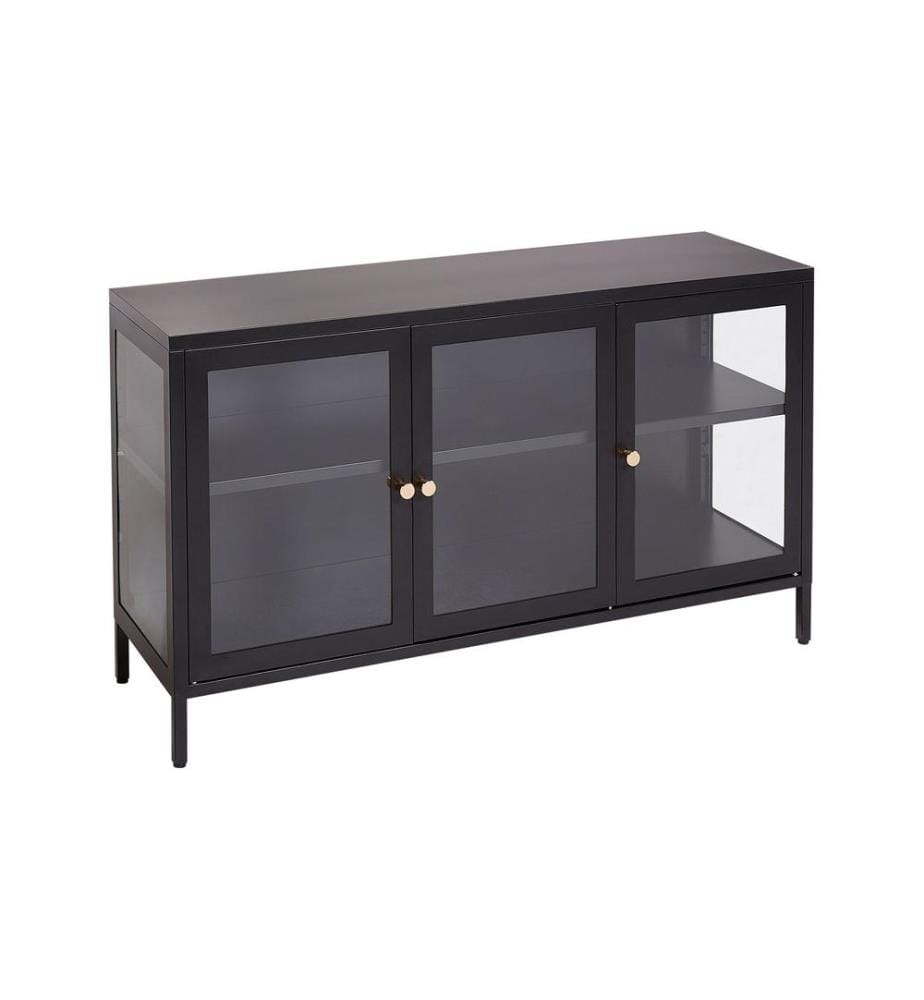 Sideboard mit Glastüren NEWPORT Metall 115 cm Schwarz
