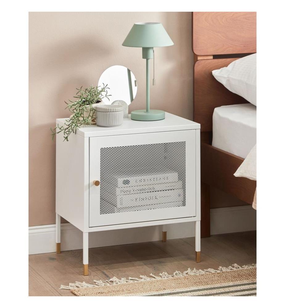 Comodino OSSETT Metallo Bianco