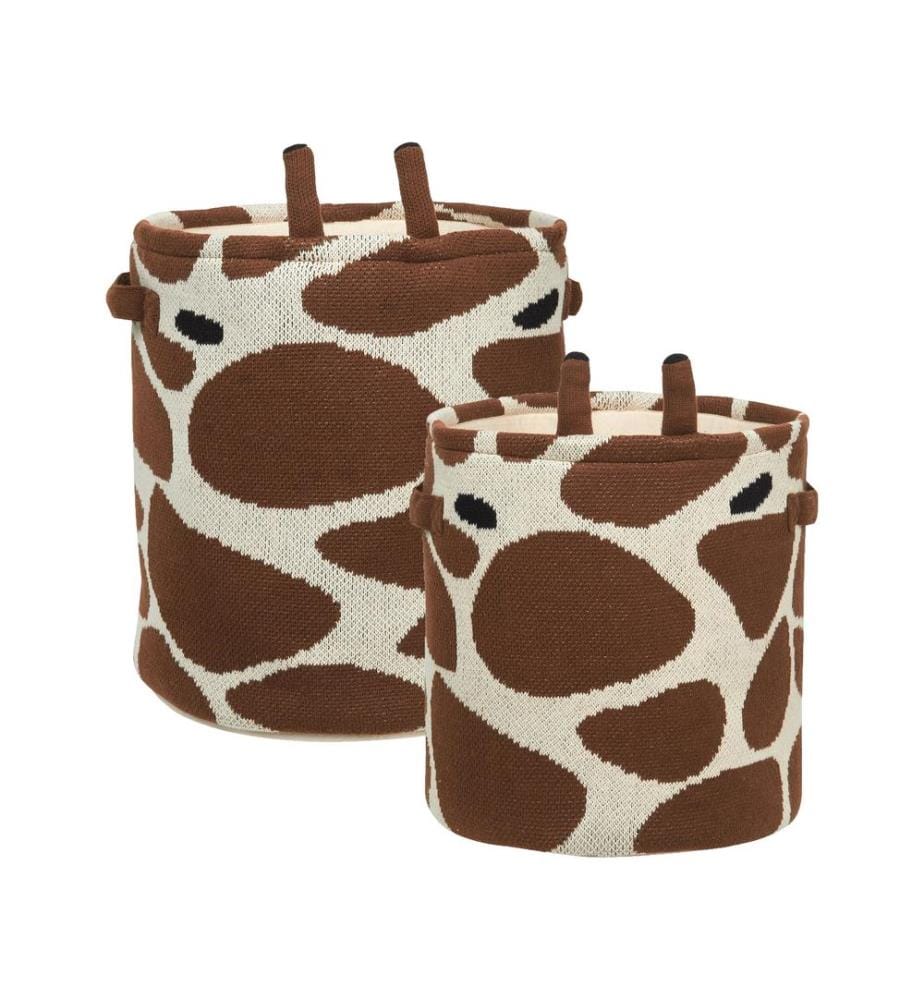 Set di 2 cestini per bambini Giraffa POMANG Cotone Marrone