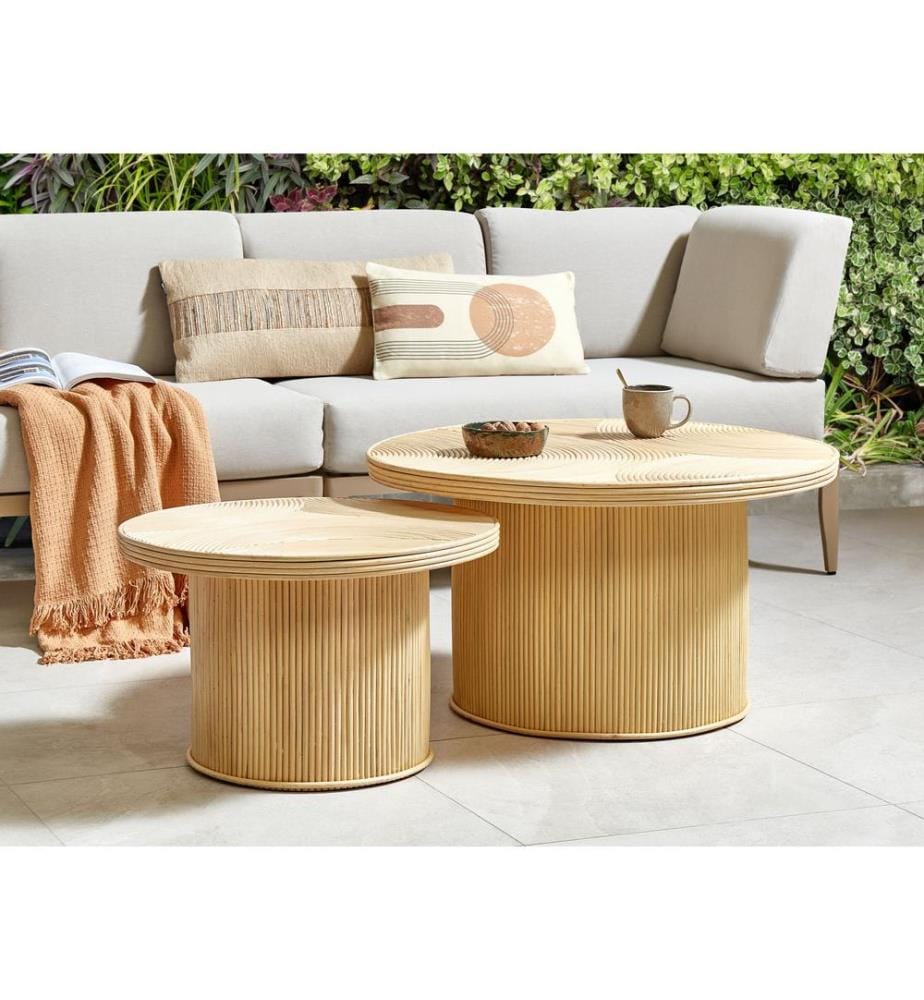 Lot de 2 tables basses ILIOS Rotin Naturel
