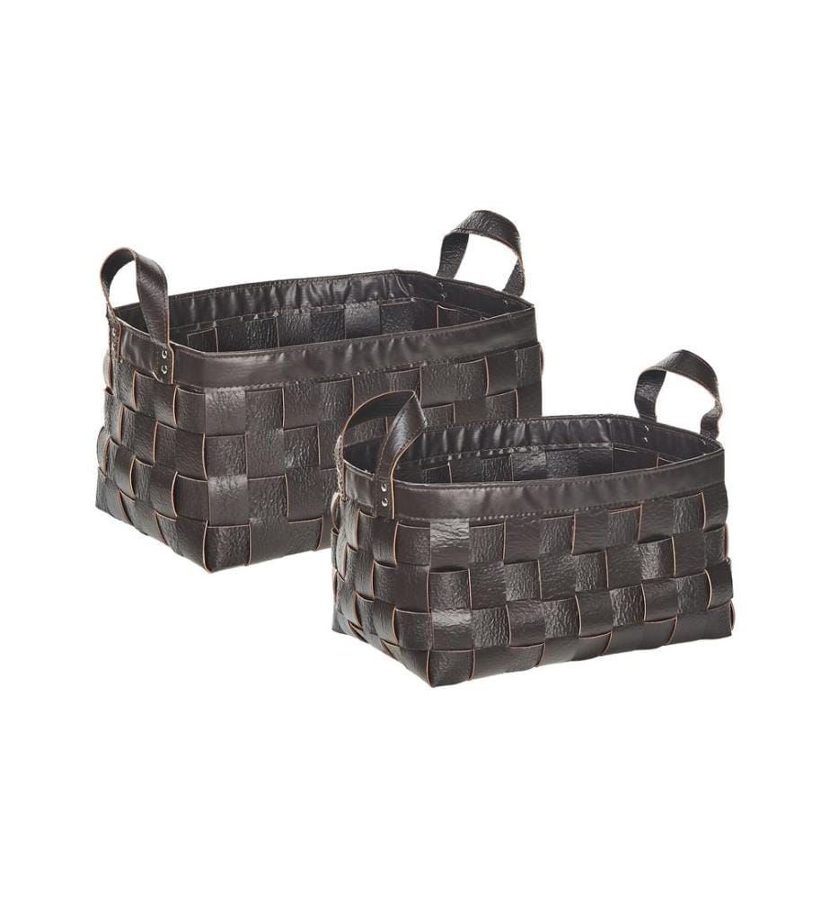 Set di 2 cestini SIPPAR Pelle sintetica Marrone scuro