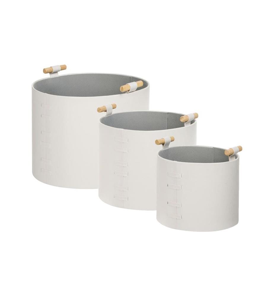 Set di 3 cestini ARAM Pelle sintetica Bianco sporco