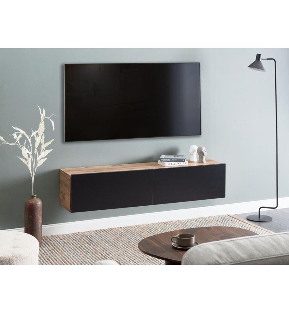 Wall Mounted TV Stand GLADSTONE Brown/ Black