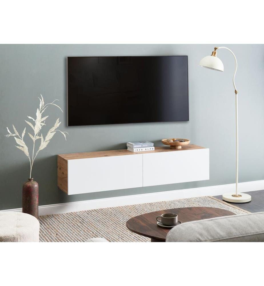 Wall Mounted TV Stand GLADSTONE Brown/ White