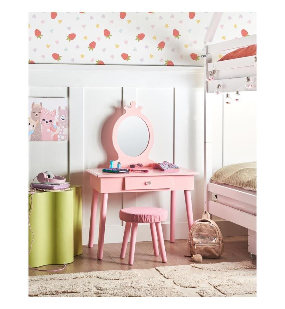 Kids Vanity Table with Stool MARGIE Pink