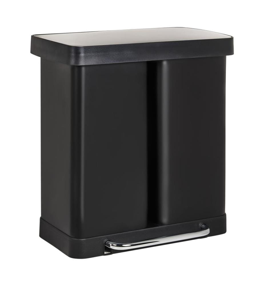 Doppel-Tretmülleimer 60 L ECOSORT Metall Schwarz