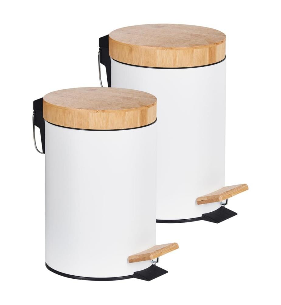 Set di 2 cestini per i rifiuti 3 L ECOSMART Metallo Bianco