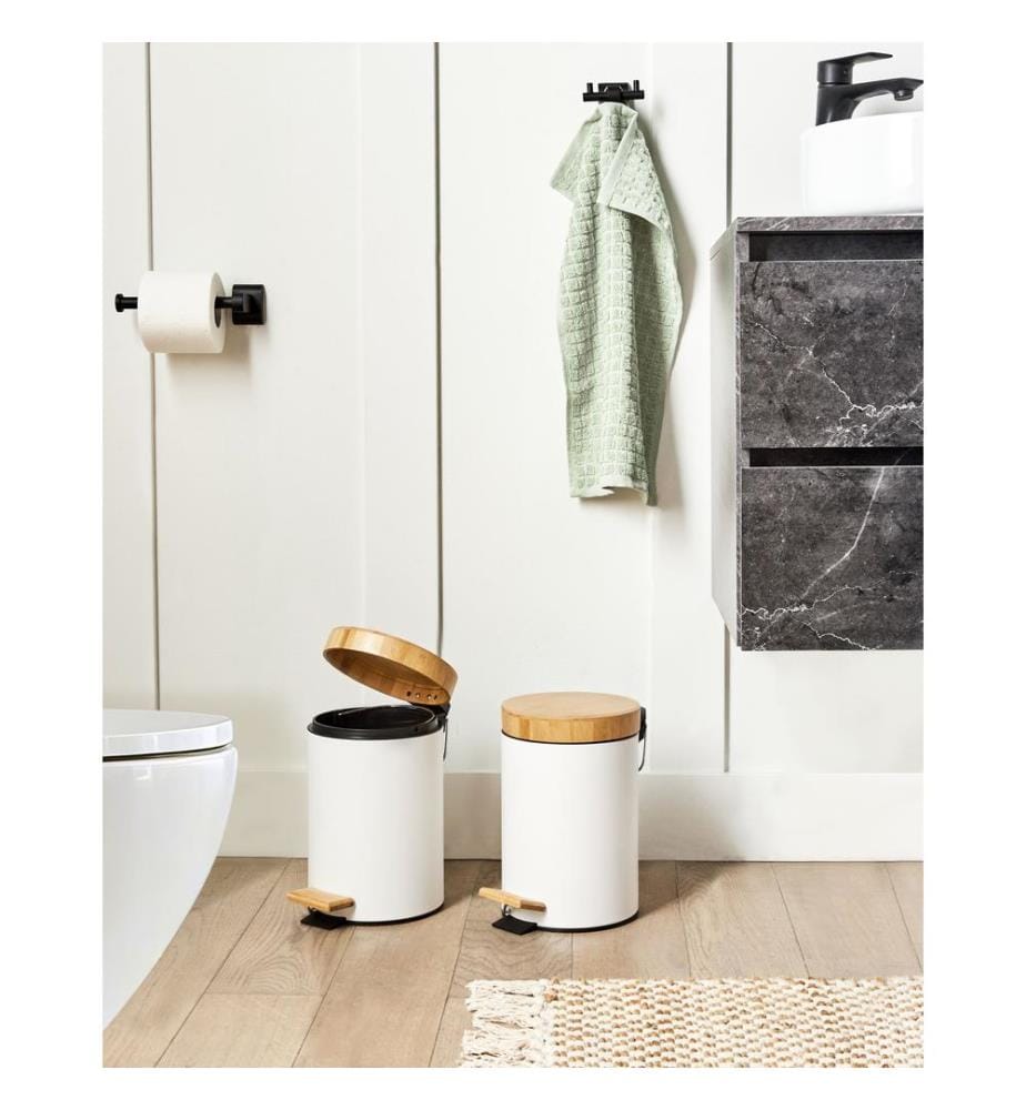 Set di 2 cestini per i rifiuti 3 L ECOSMART Metallo Bianco