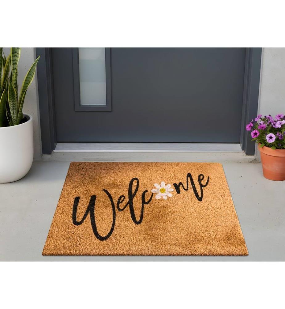 Doormat CALIBATO Natural 60 x 90 cm Text Coir