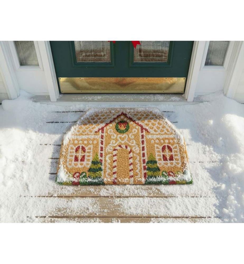 Fussmatte SELATNA Naturfarben 40 x 60 cm Weihnachtsmotiv Kokosfasern