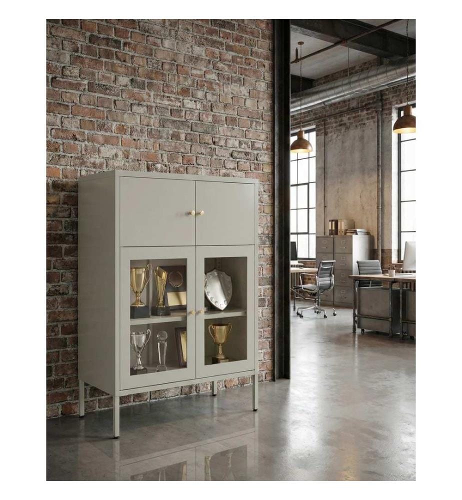 Vitrine en verre ESHOLT Métal 80 cm Beige clair