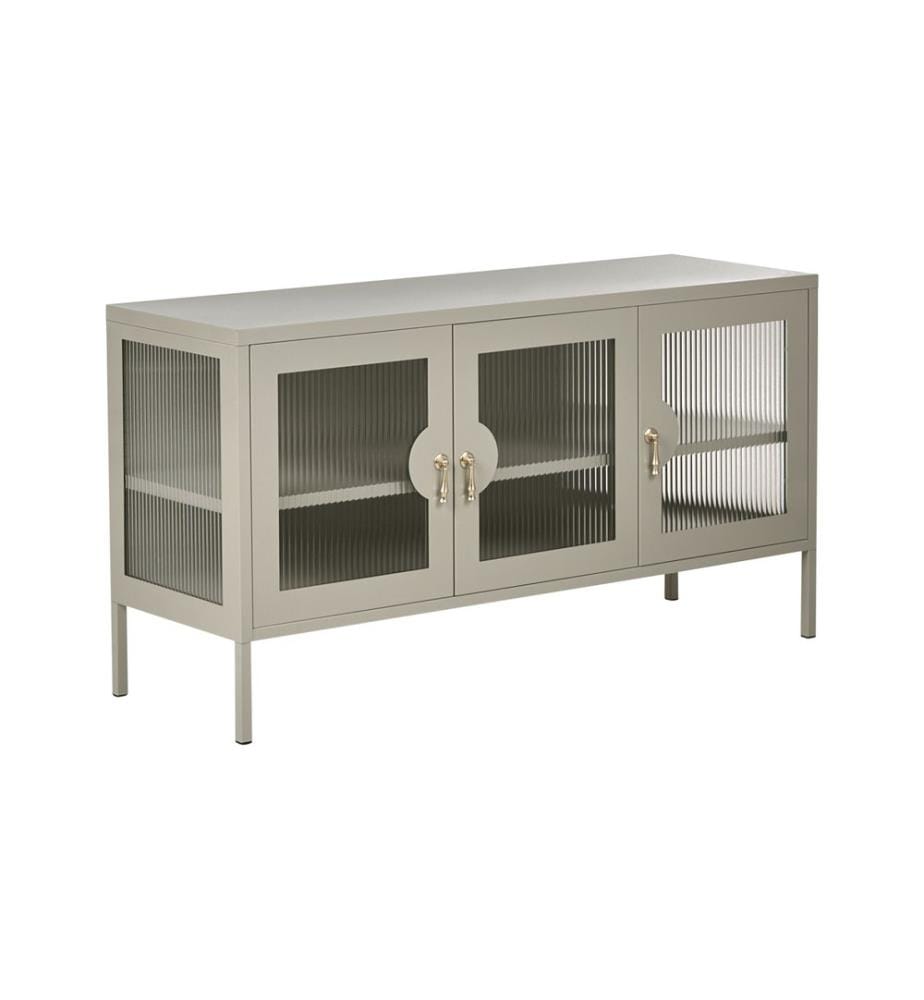 Commode 3 portes GLEORA Métal Beige clair