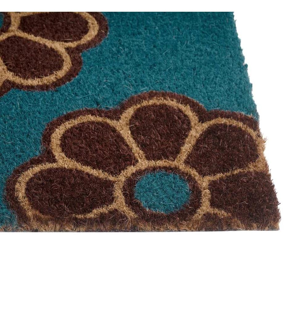 Fussmatte KULIK Blau 45 x 75 cm Blume Kokosfasern