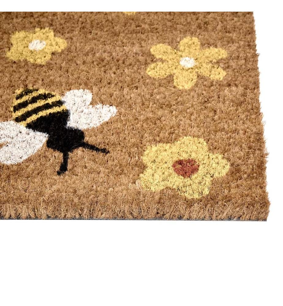 Paillasson KIGALIK Naturel 50 x 80 cm Abeille Fleur Fibre de coco
