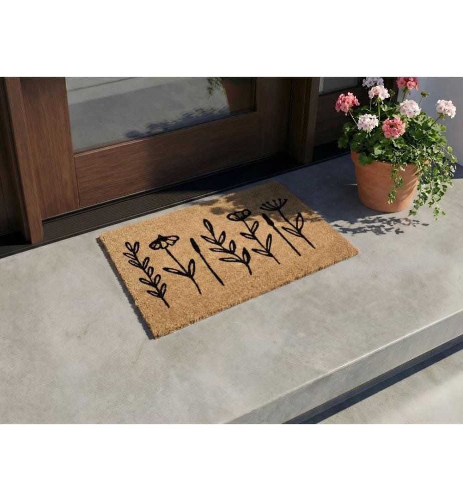 Paillasson AGIAK Naturel 40 x 60 cm Fleur Fibre de coco