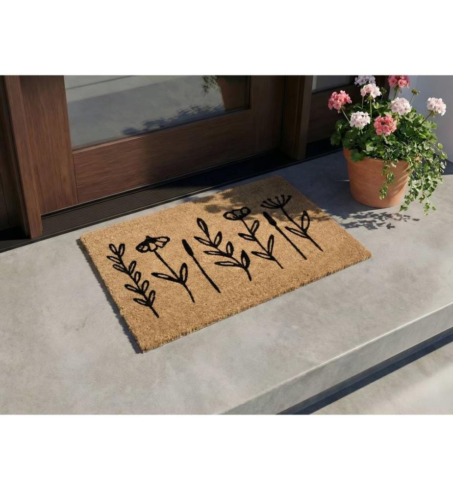 Fussmatte AGIAK Naturfarben 45 x 75 cm Blume Kokosfasern