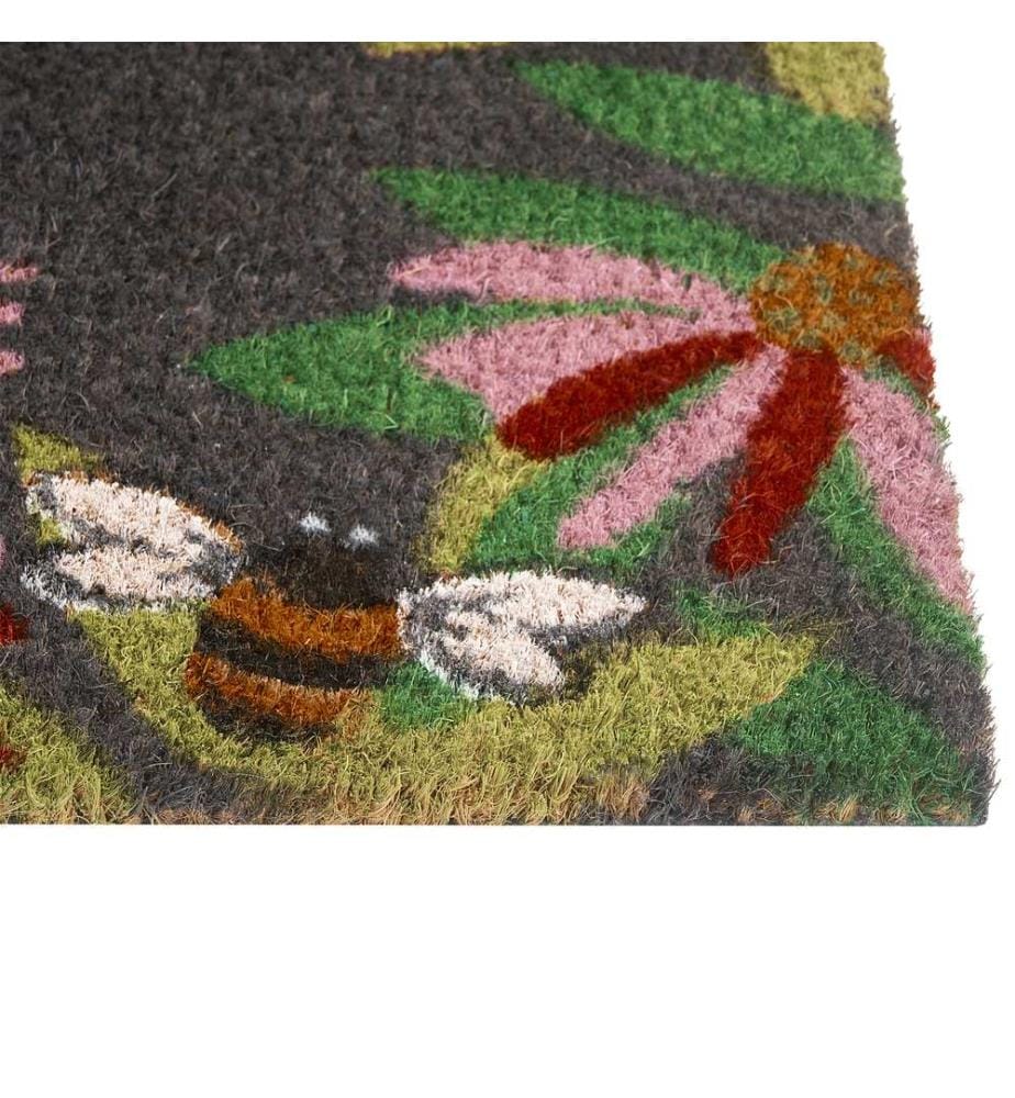 Fussmatte INIGOK Bunt 45 x 75 cm Biene Schriftzug Kokosfasern