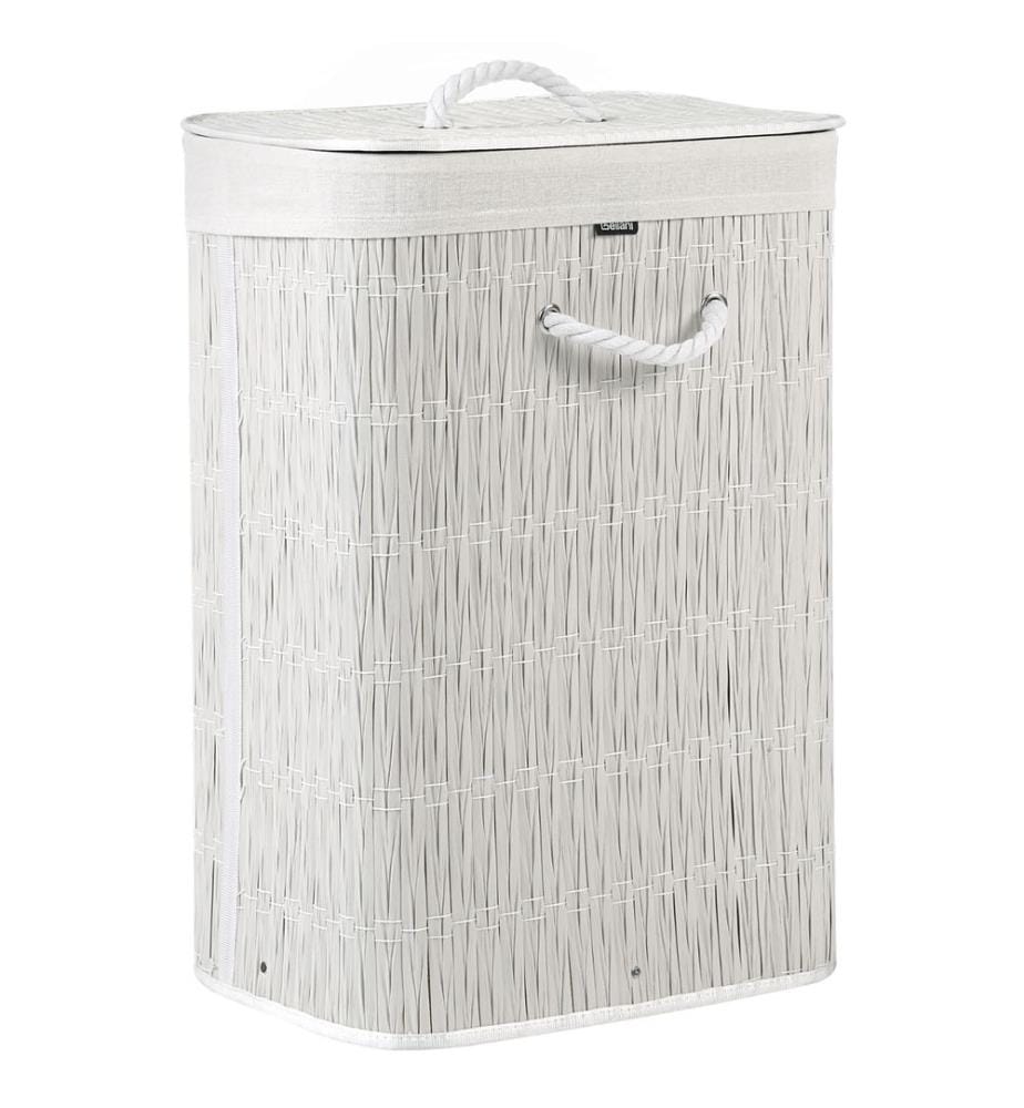 Laundry Basket with Lid TRANCURA Fabric White 72 L
