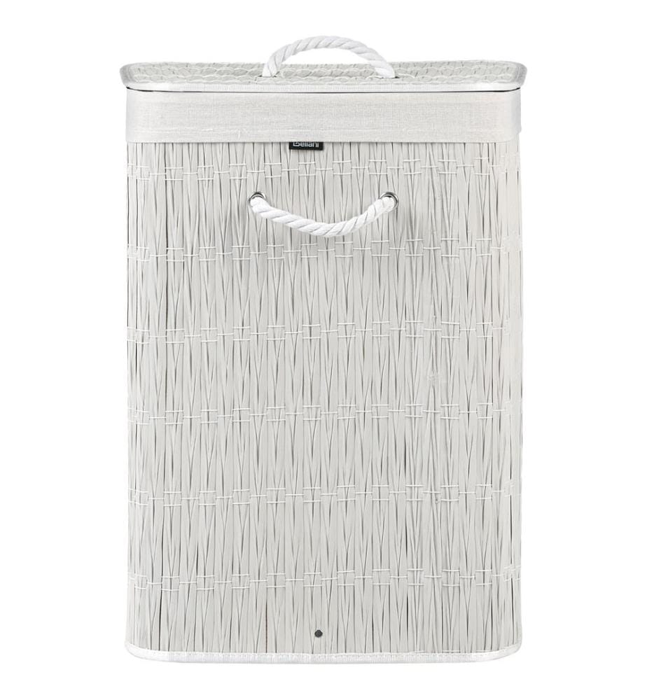 Laundry Basket with Lid TRANCURA Fabric White 72 L