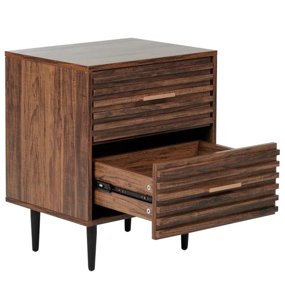 Comodino 2 cassetti KEITH Marrone scuro