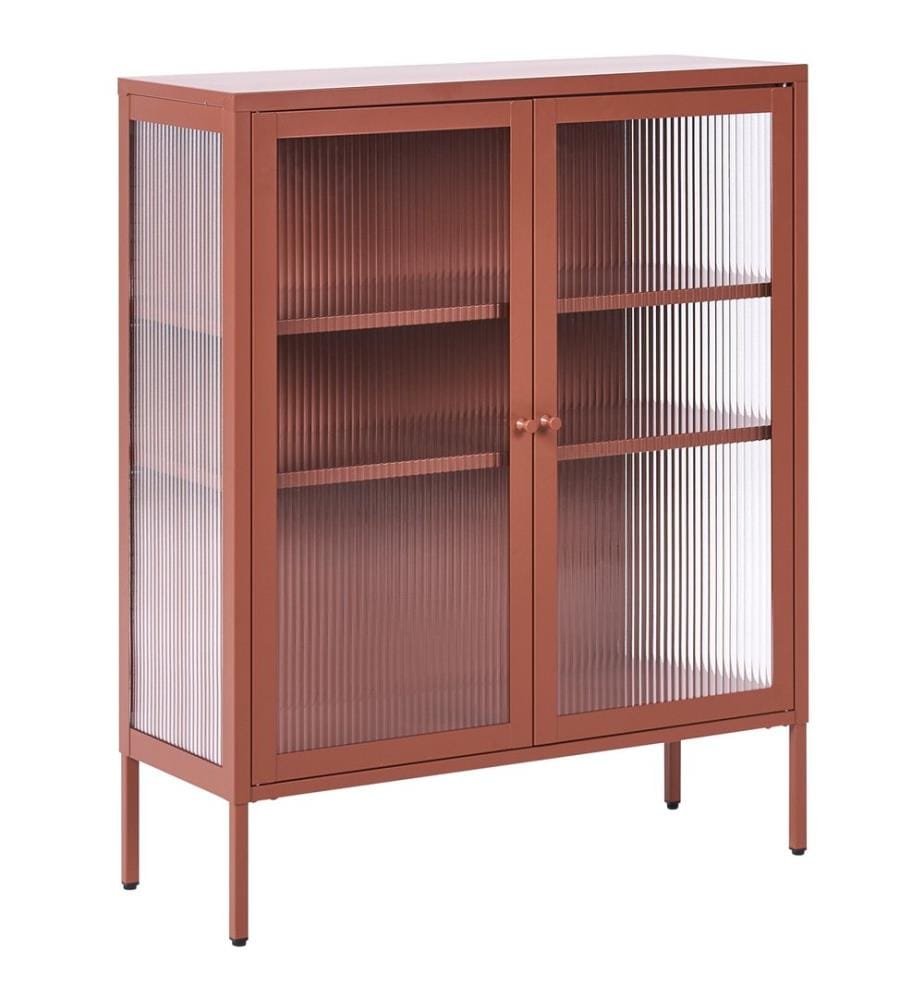 Glass Display Sideboard LERRYN Metal 90 cm Golden Brown