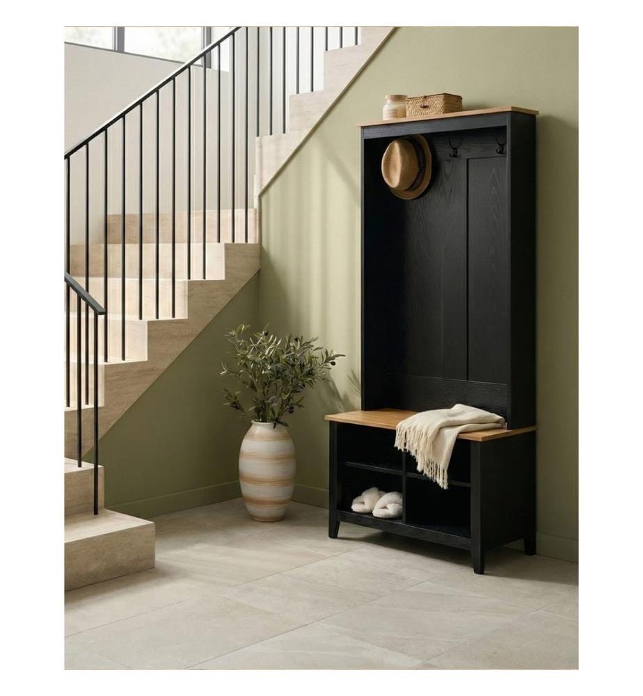 Scarpiera con appendiabiti DURACK Nero/Marrone chiaro