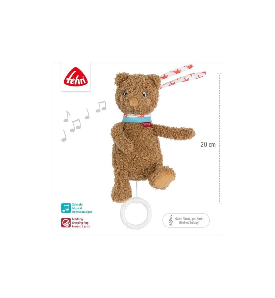FEHN - Spieluhr Bär, Plüsch, Braun, 20 cm