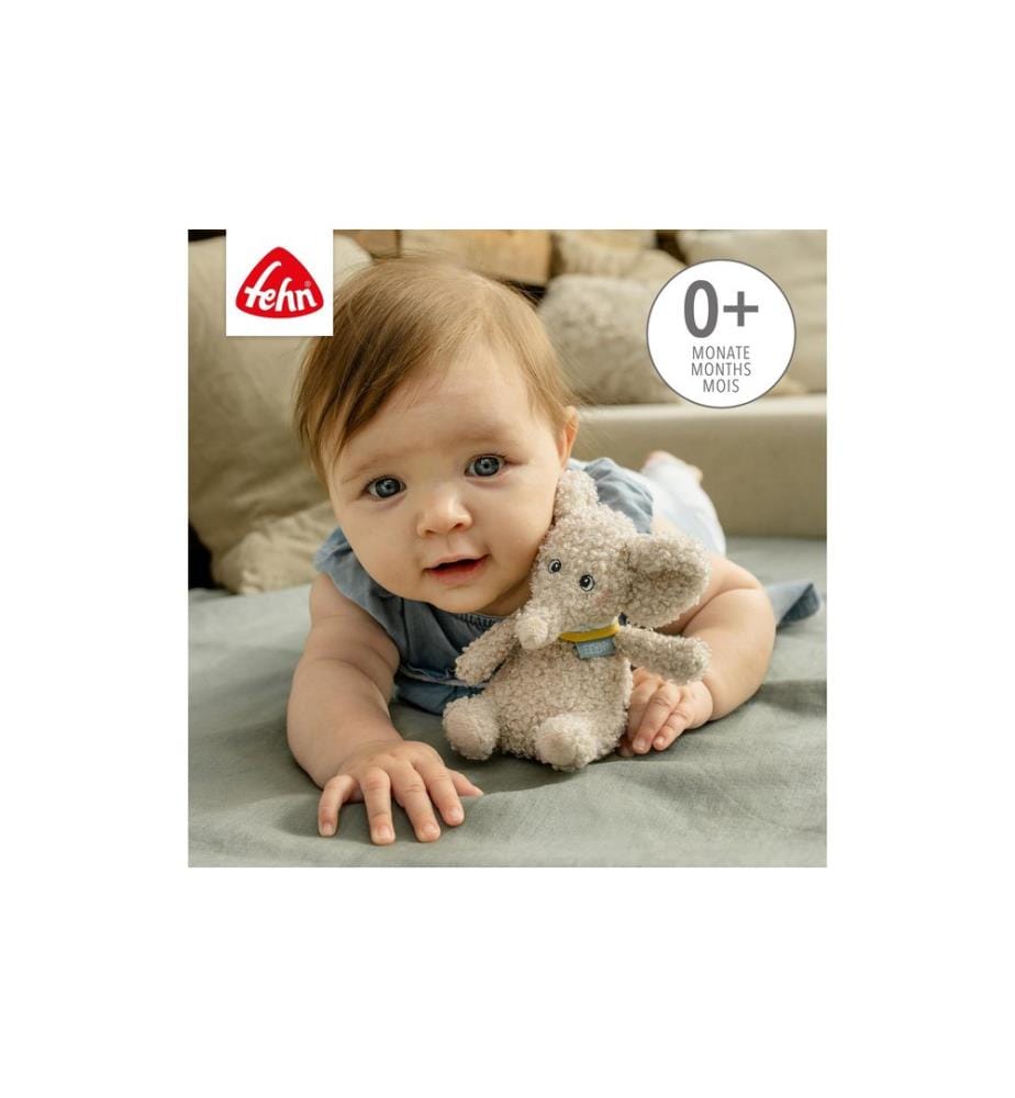 FEHN - Kuscheltier Bean Bag Elefant Plüsch / Velours, Beige, 14 cm