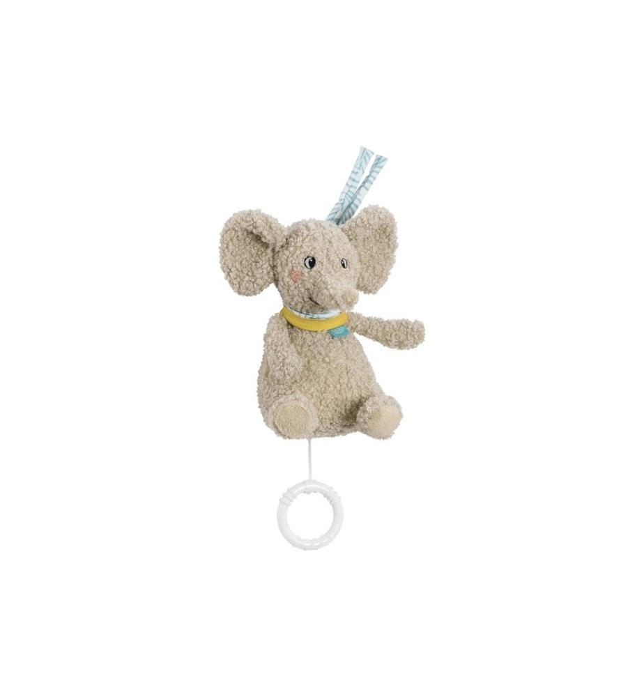 FEHN - Peluche musicale Éléphant, Peluche, beige, 20 cm
