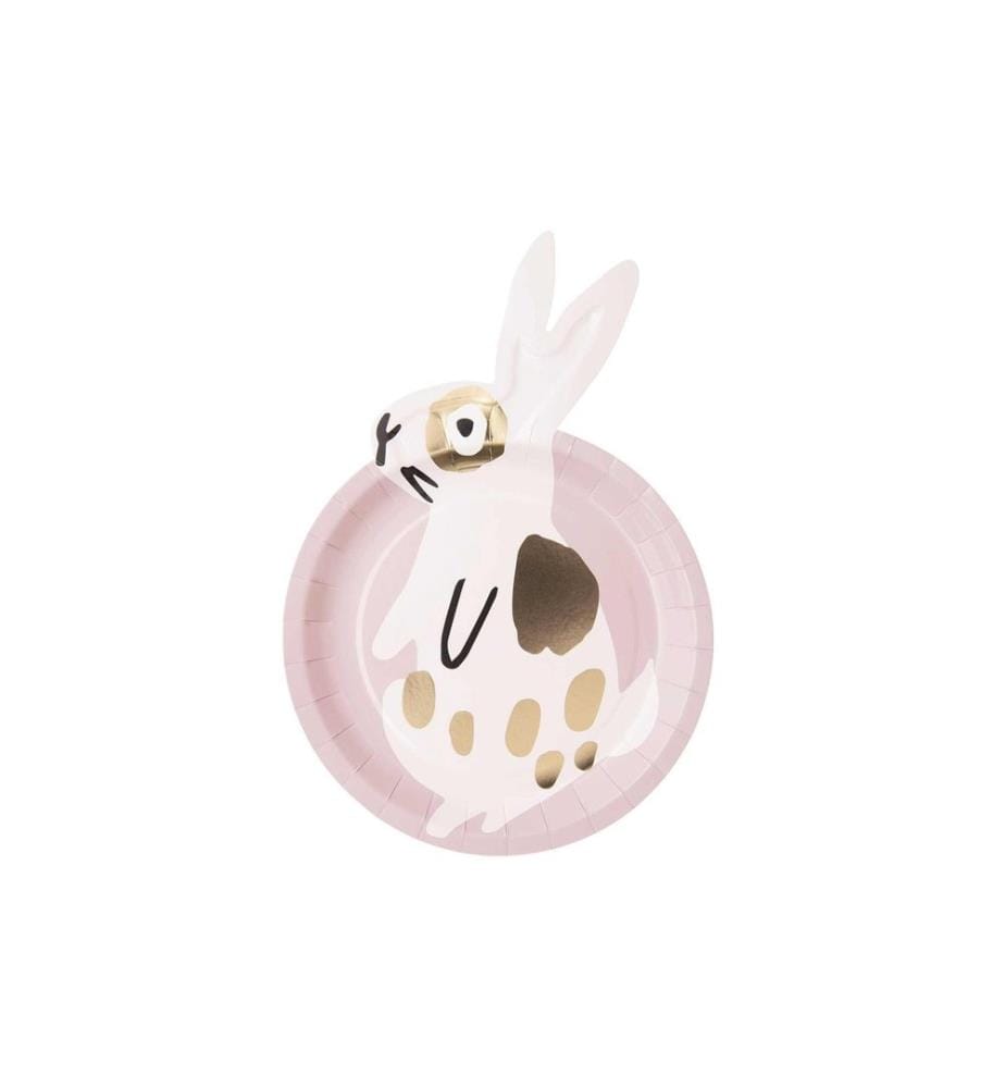 RICO DESIGN - Assiette Lapin, Rose/Or, 12 pièces