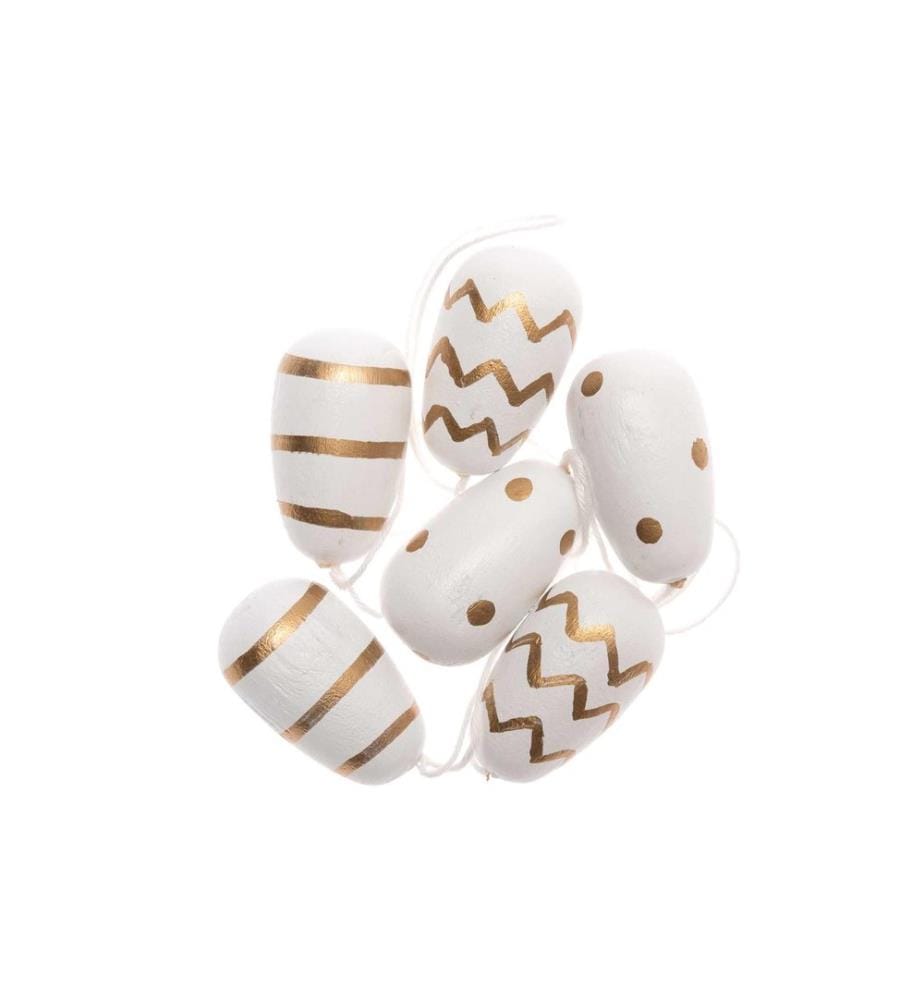 RICO DESIGN - Cintre oeuf de Pâques 6 pièces, Doré/Blanc