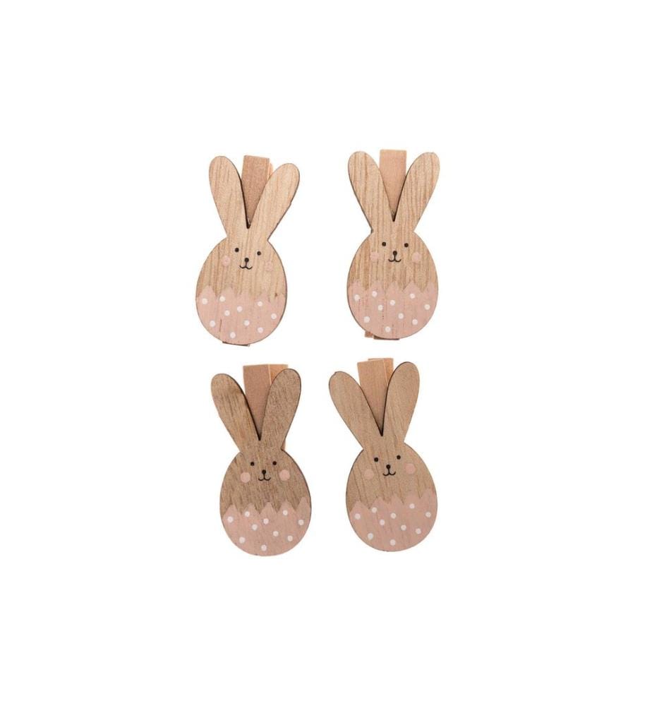 RICO DESIGN - Dekoklammer Osterhase 4 Stück, Rosa