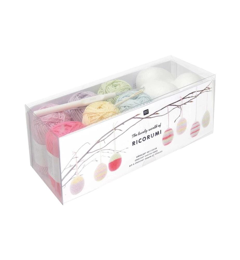 RICO DESIGN - Kit de bricolage pour Pâques Crochet Ricorumi oeufs de Pâques, pastel